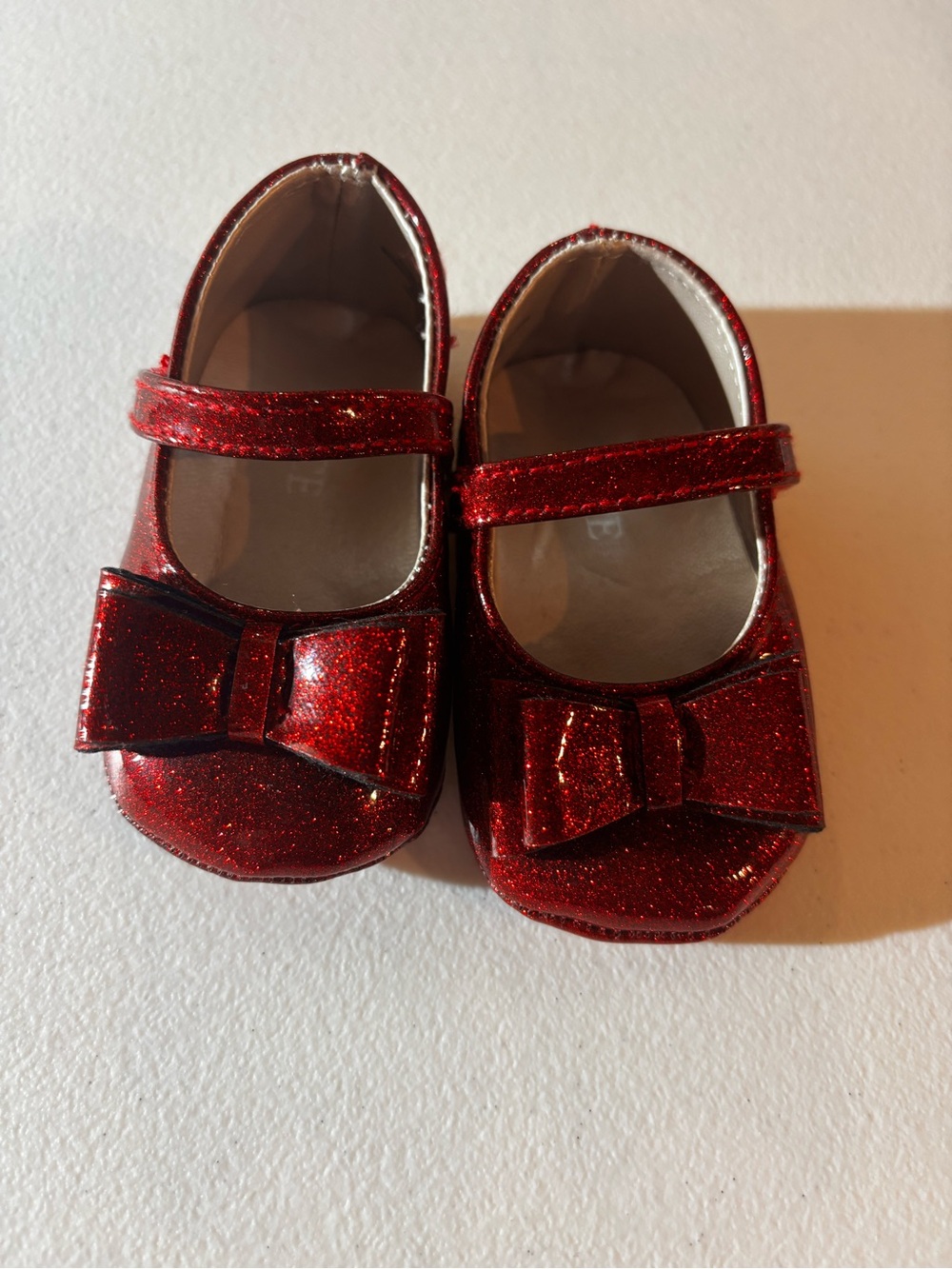 The Children's Place Red Glitter Mary Jane Bow Flats